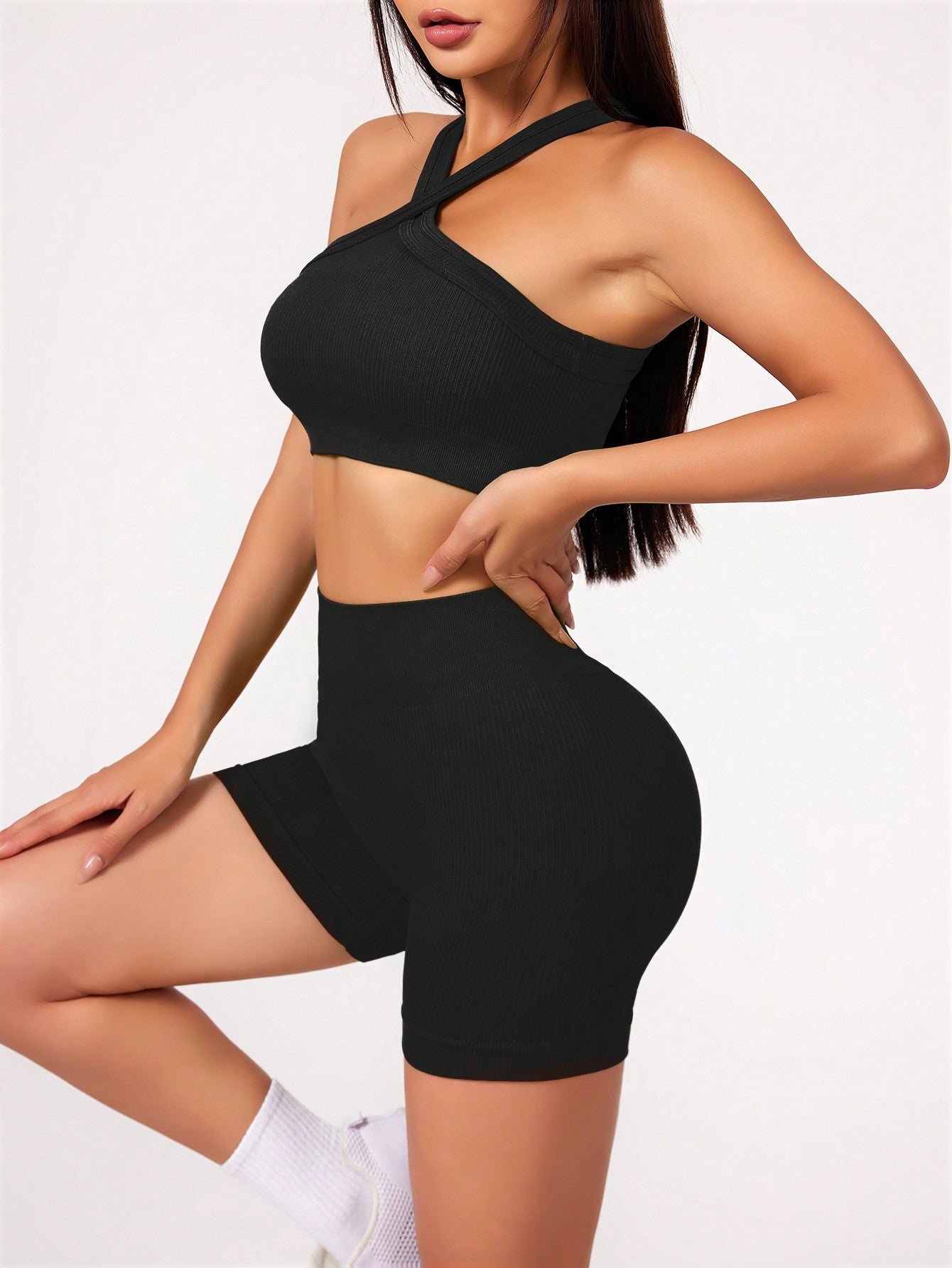 Sport Solid Color Seamless Yoga Exercise Sport Suit