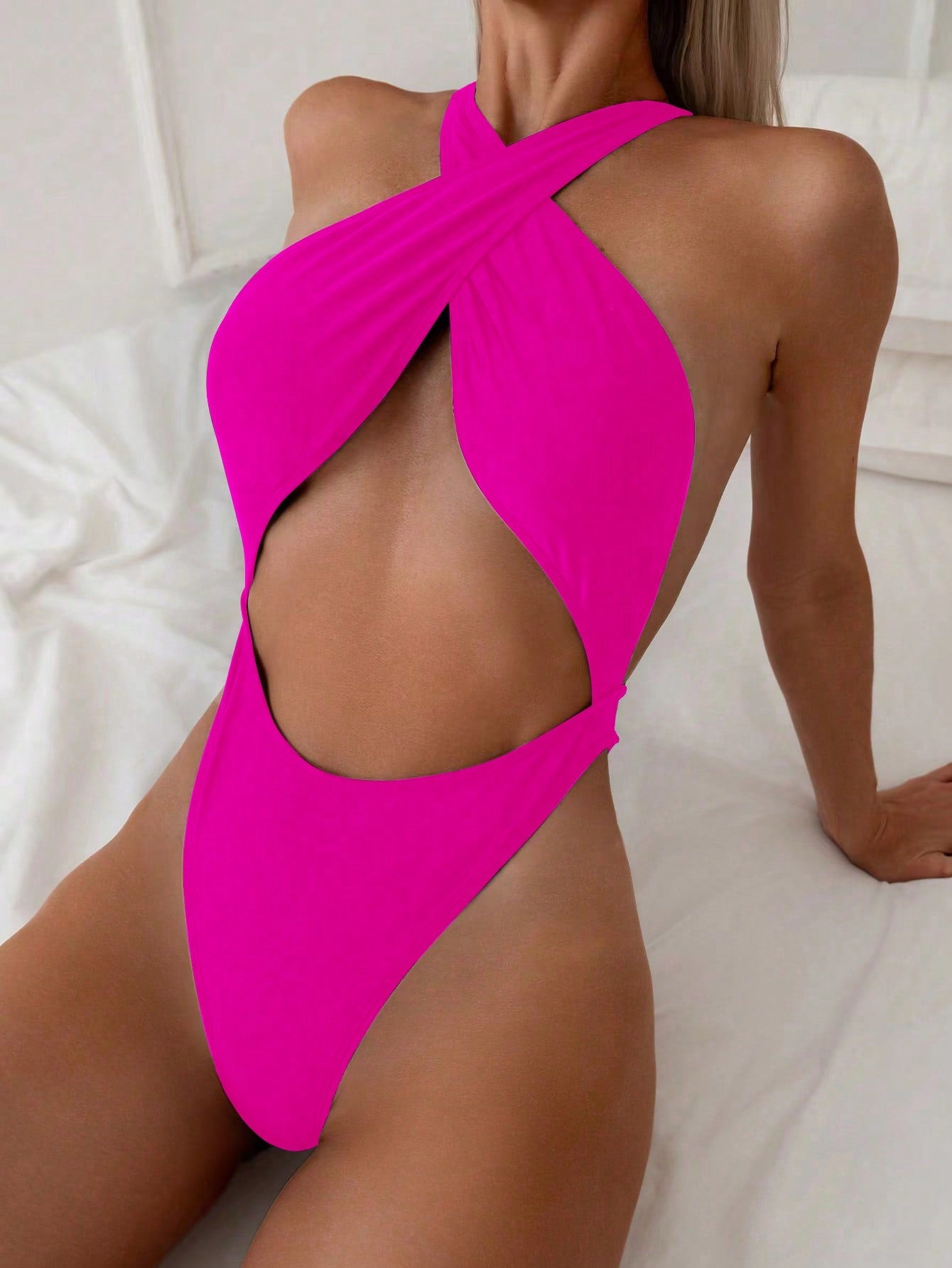 Sexy Halter Top Swimsuit In Black