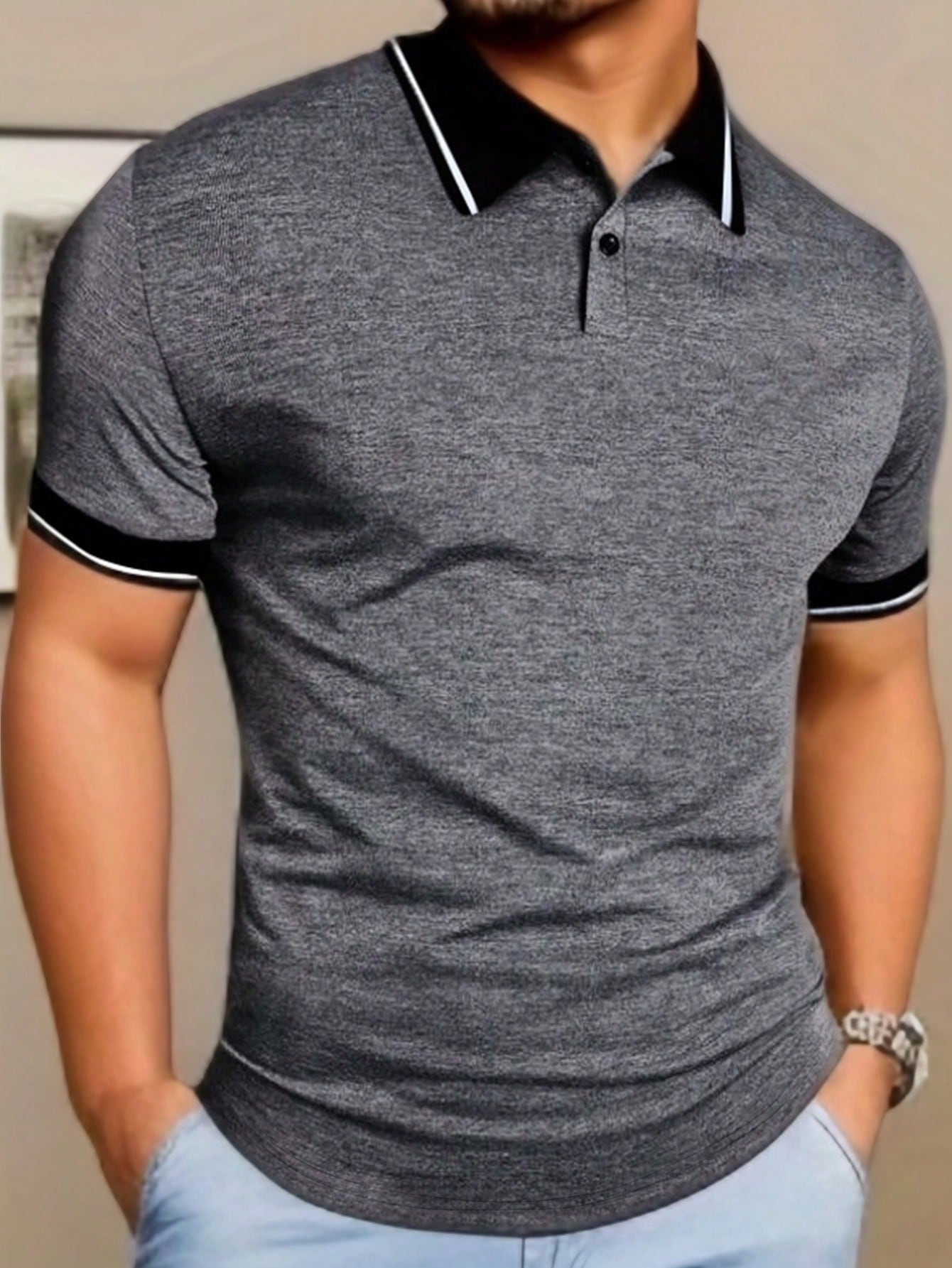Men's Short Sleeve Polo Shirt. Outdoor Casual Sportswear Top