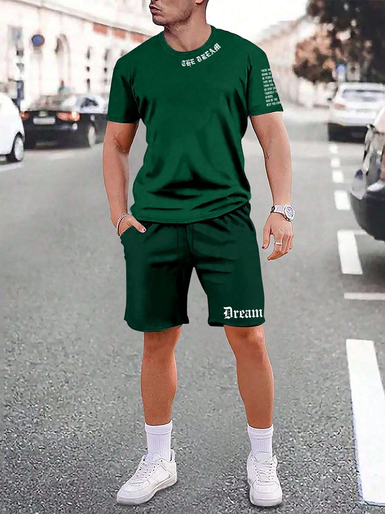 Men's Sporty Printed T-Shirt and Shorts 2 Piece Set