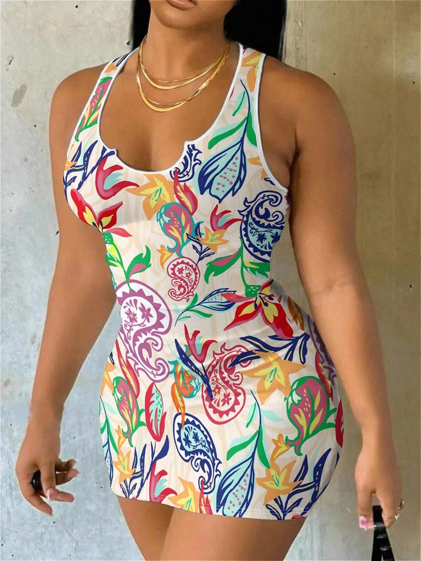 Sleeveless Slim Fit Plus Size Women's Dress In Orange