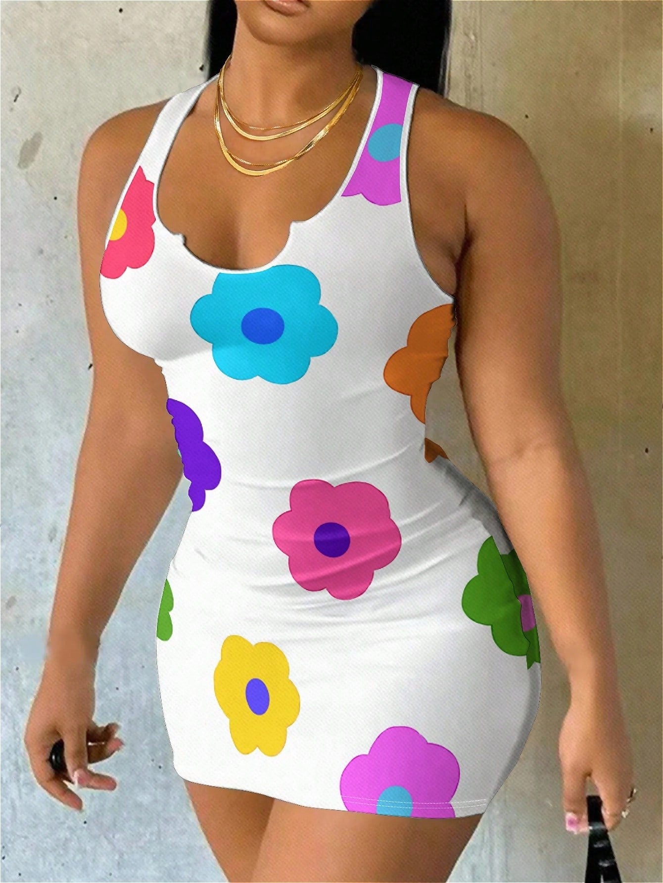 Sleeveless Slim Fit Plus Size Women's Dress In Orange