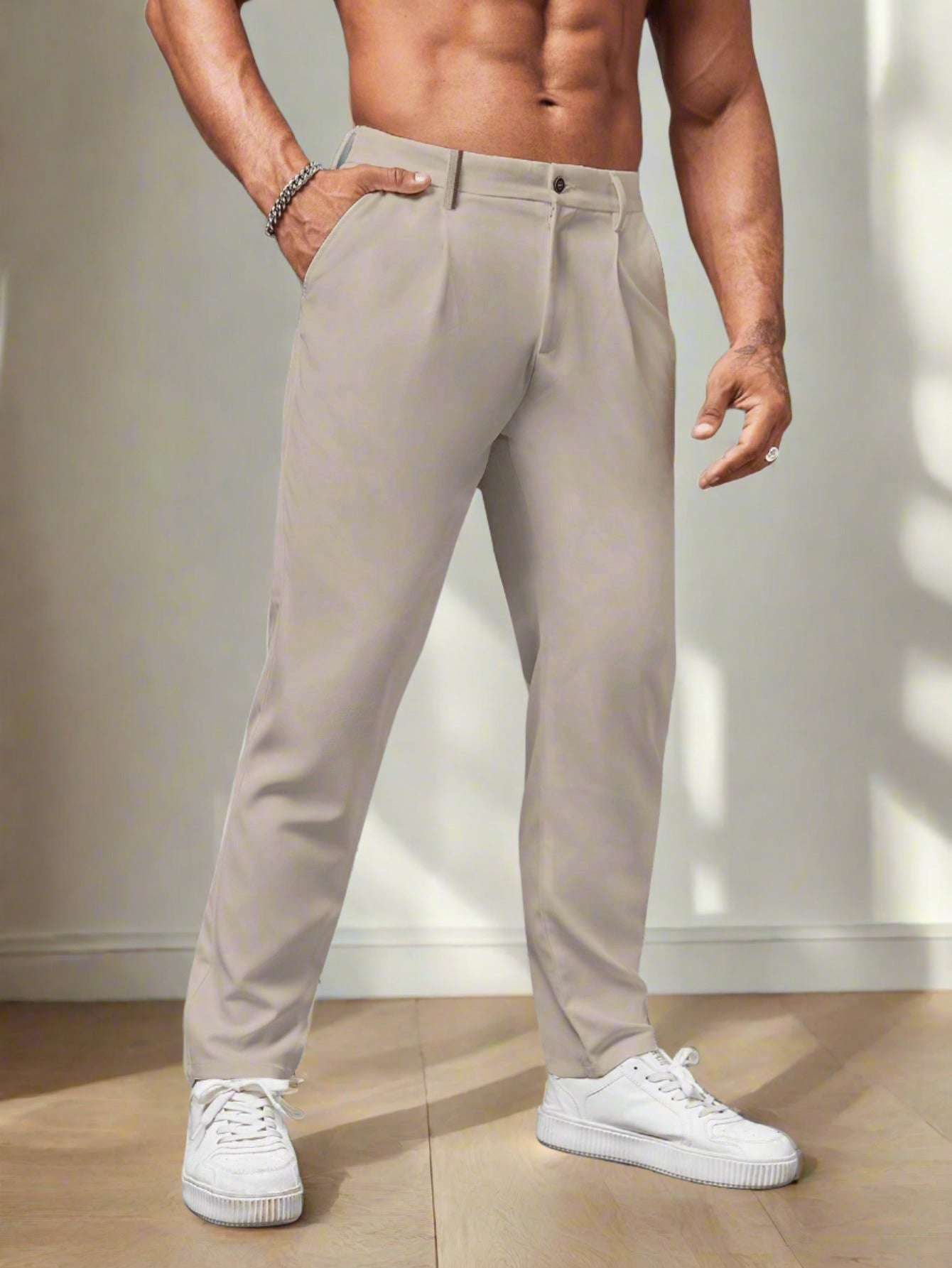 Men's Business Style Solid Color Suit Pant