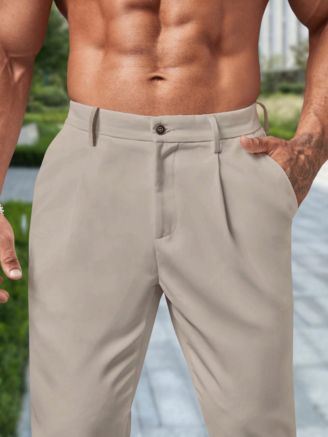 Men's Business Style Solid Color Suit Pant