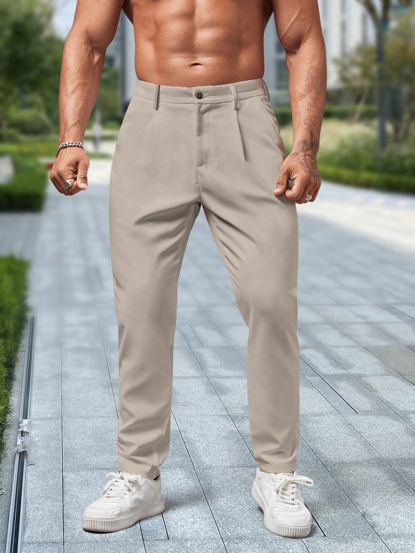 Men's Business Style Solid Color Suit Pant