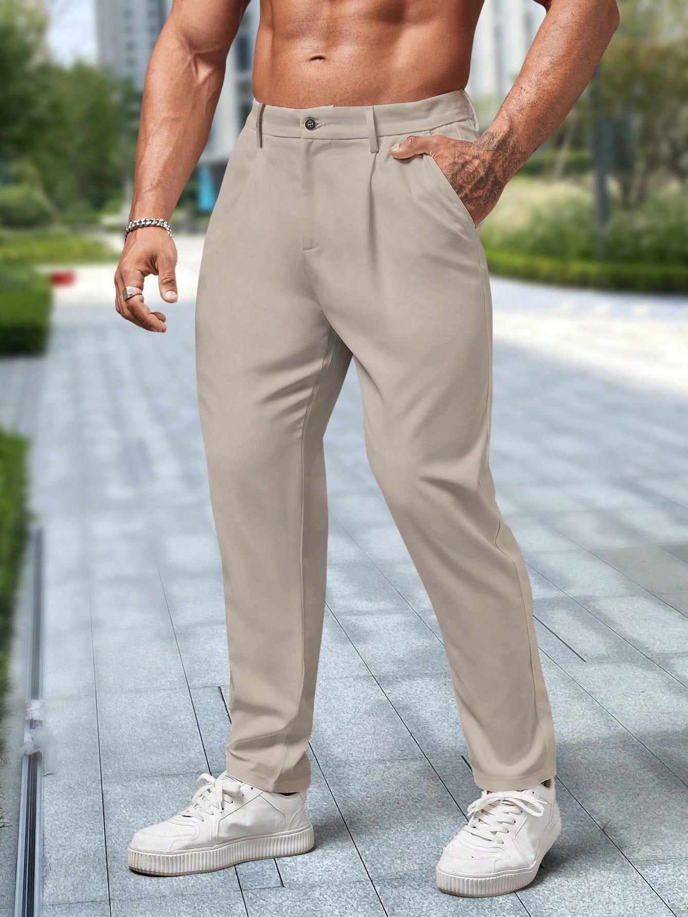 Men's Business Style Solid Color Suit Pant