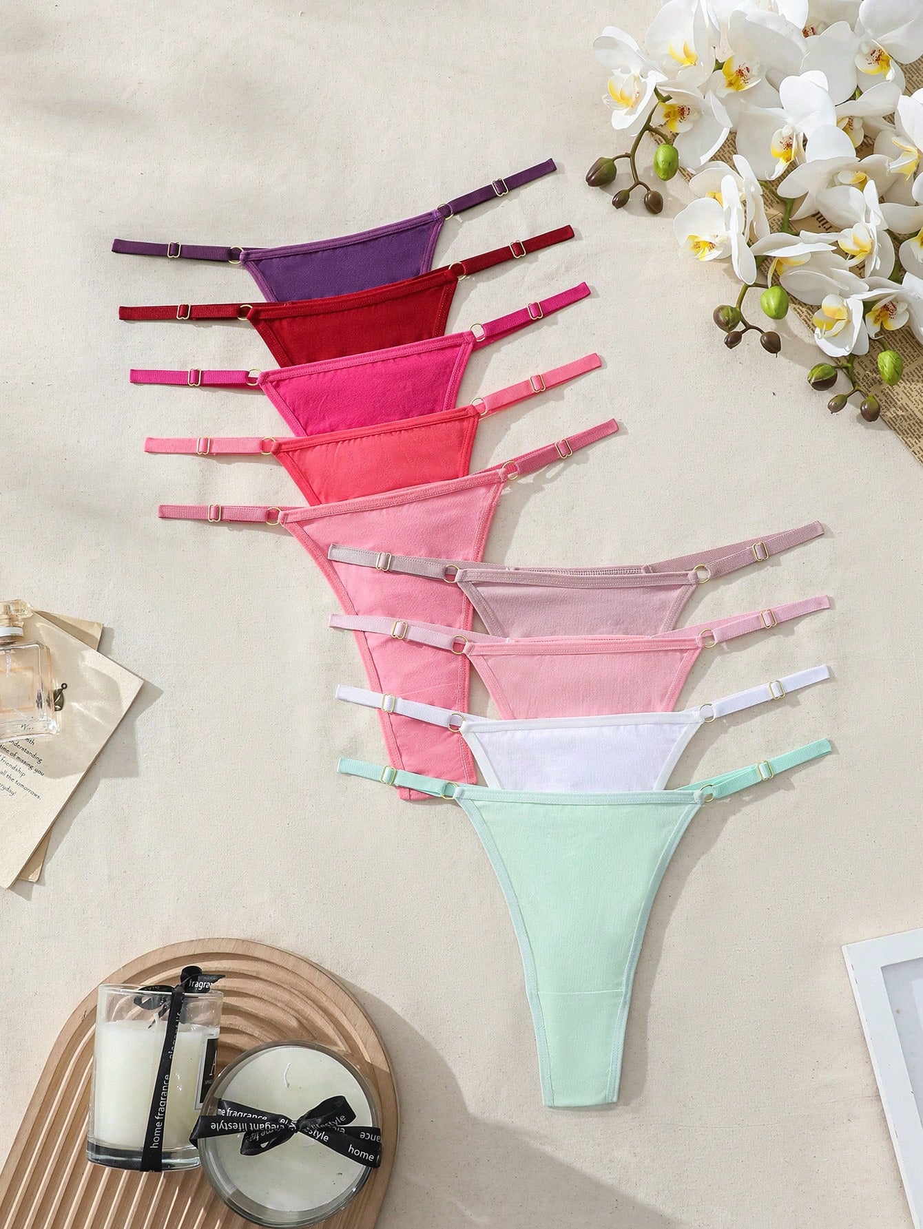 Sexy Colored Comfortable Thong Set
