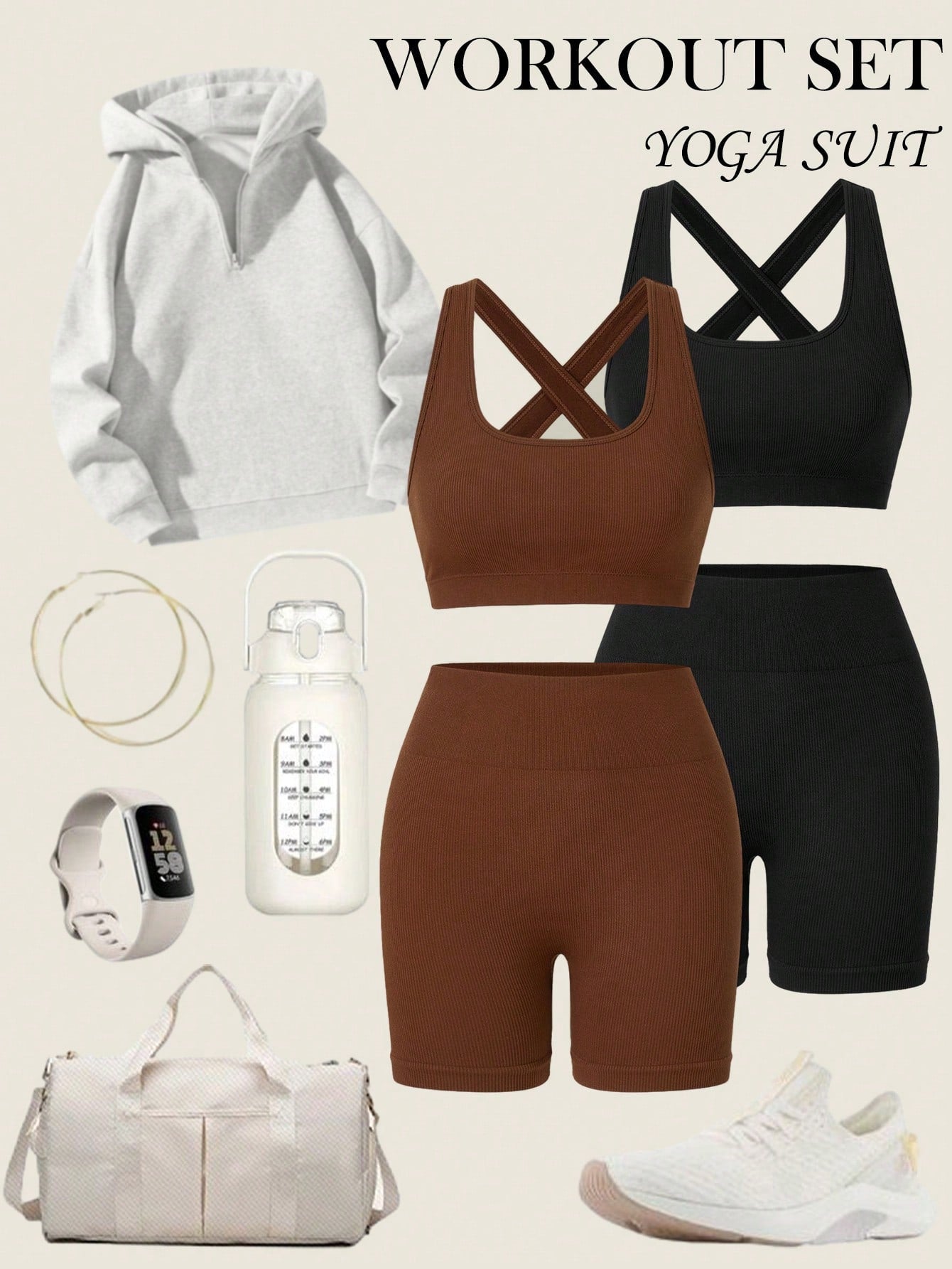 Women's Simple Color Seamless Sports Vest And Shorts Set