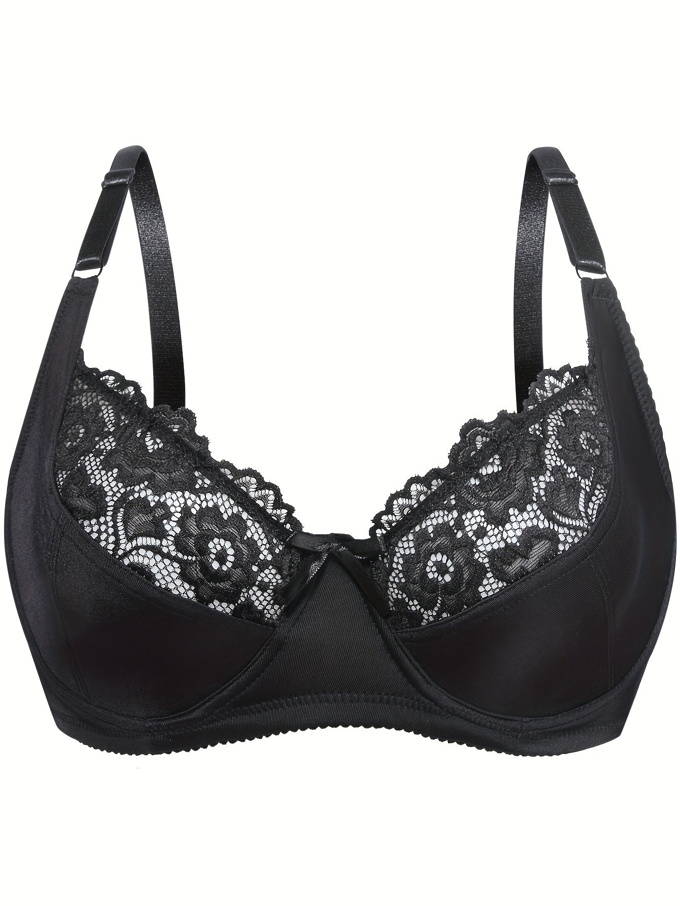 Plus Size Seductive Floral Lace Bra With Non Padded, Medium Stretch Underwire for Comfort & Support: Designed for Curvy Women, Adjustable Fit, Full Coverage, Everyday Luxury