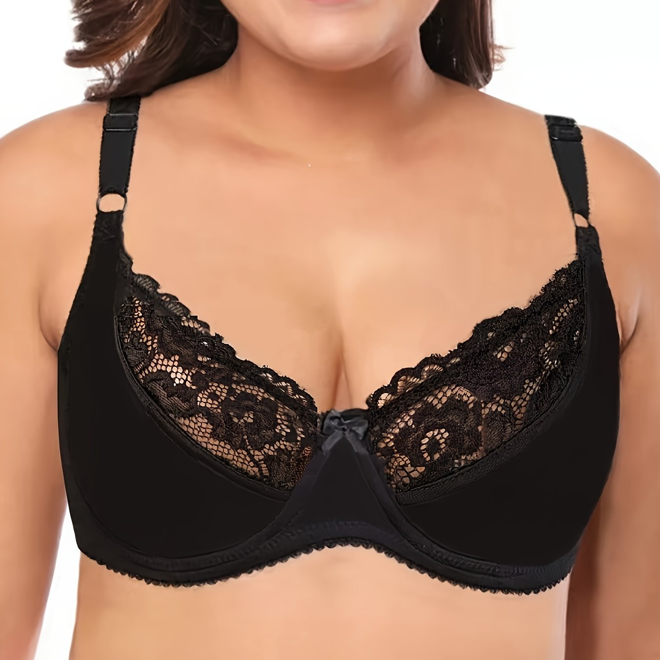 Plus Size Seductive Floral Lace Bra With Non Padded, Medium Stretch Underwire for Comfort & Support: Designed for Curvy Women, Adjustable Fit, Full Coverage, Everyday Luxury