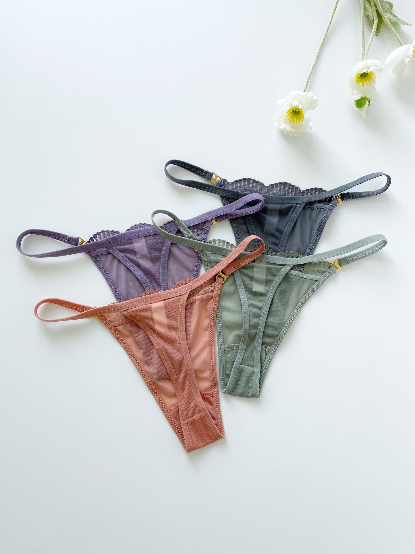 8 pc. Solid Seamless Mesh Semi Sheer Thongs: Sexy Comfy Breathable Stretchy Intimate Panties