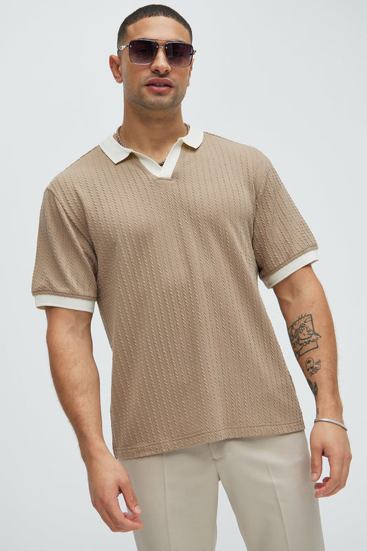 Canine Couture: Dog-In-Me Textured Polo in Taupe Combo