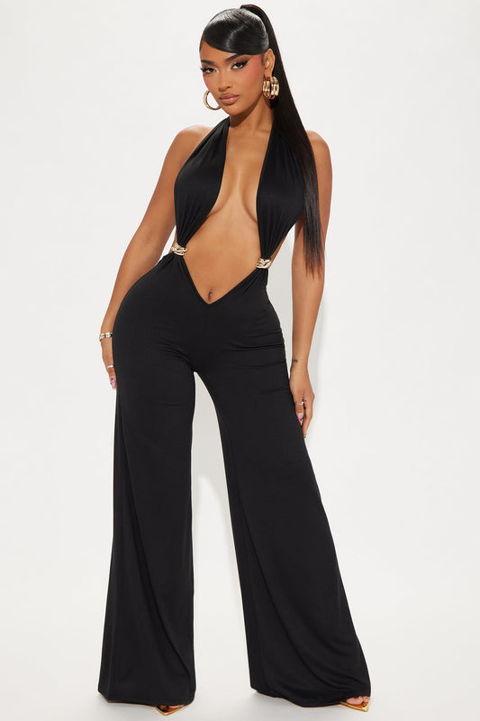 Elevate Your Evening Look with the Top of the Night Jumpsuit in Black