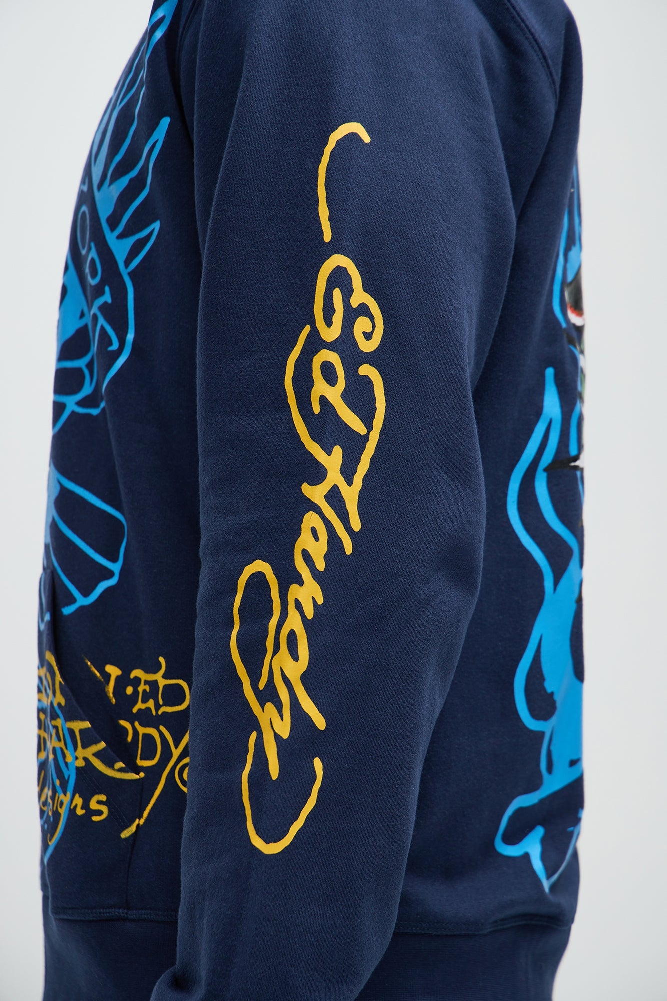 Ed Hardy Panther Bulldog Zip-Up Hoodie in Navy: A Cool, Edgy Addition to Your Wardrobe