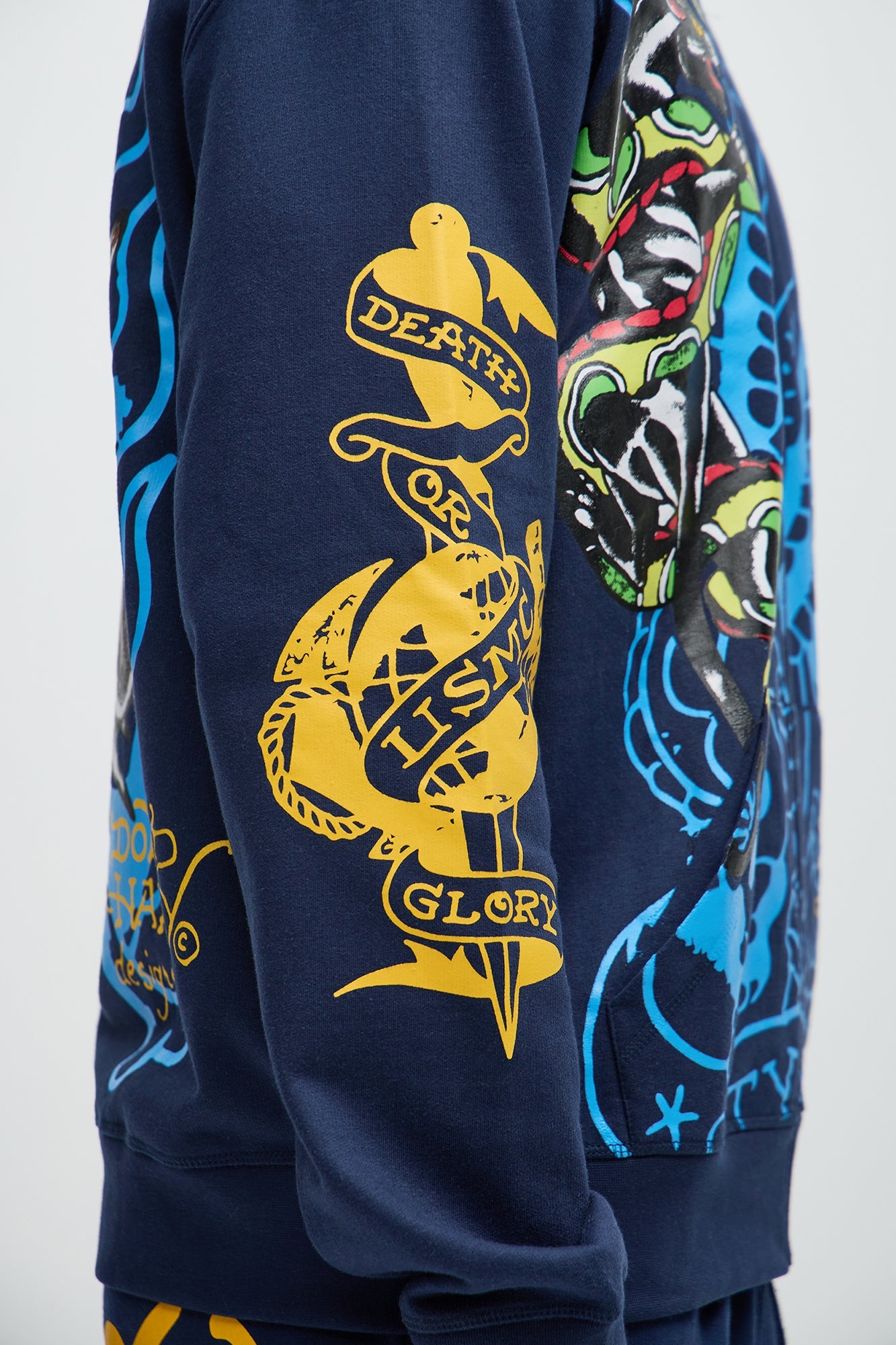 Ed Hardy Panther Bulldog Zip-Up Hoodie in Navy: A Cool, Edgy Addition to Your Wardrobe