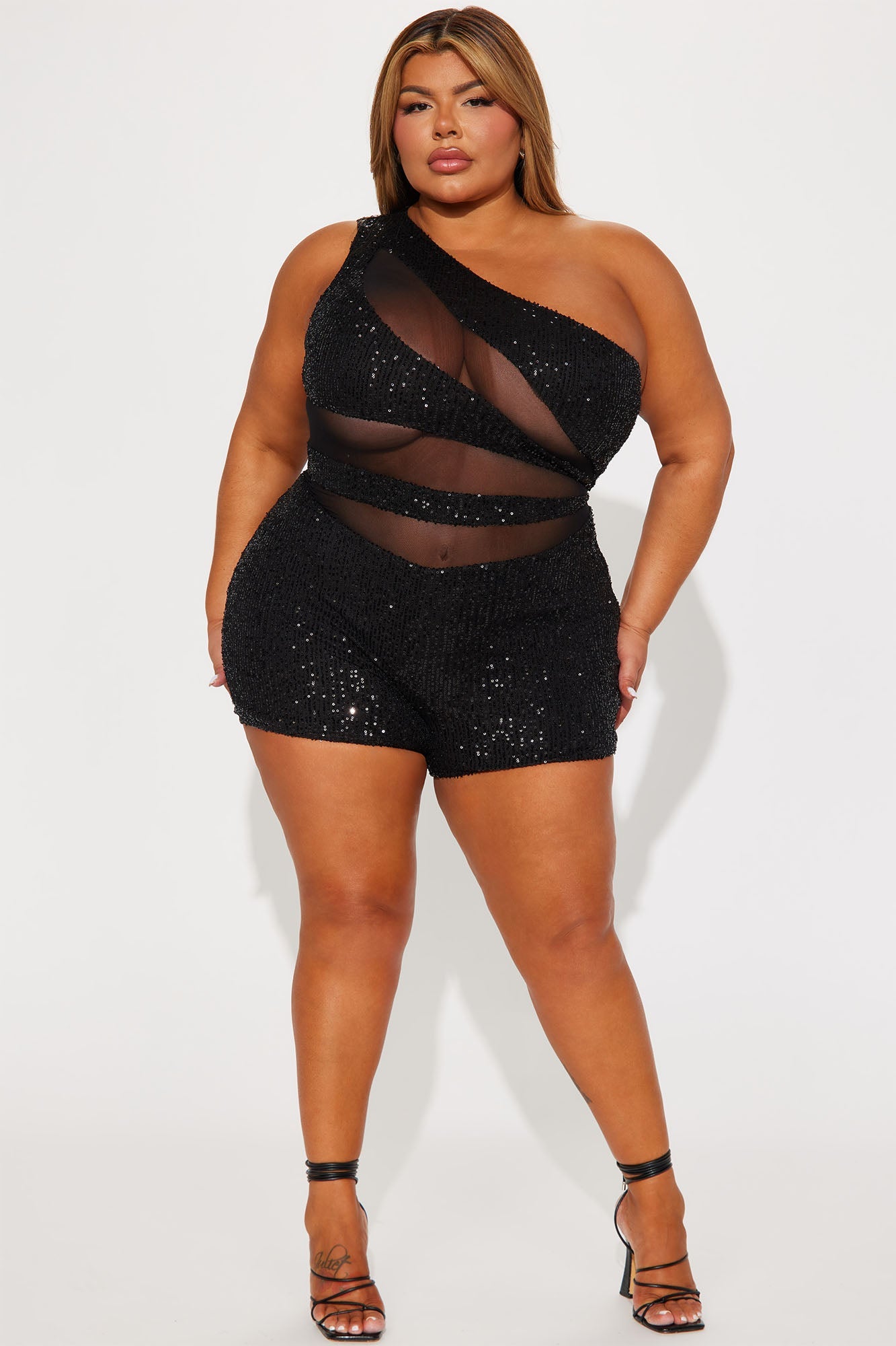 Star Of The Party Sequin Romper In Black