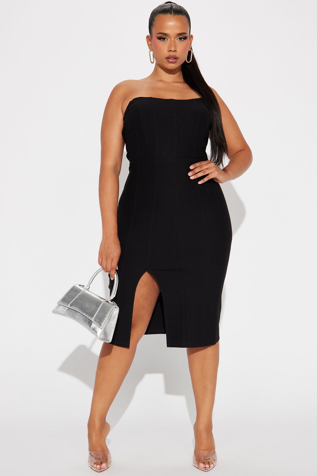 Sultry Sophistication: Islands Corset Midi Dress in Black