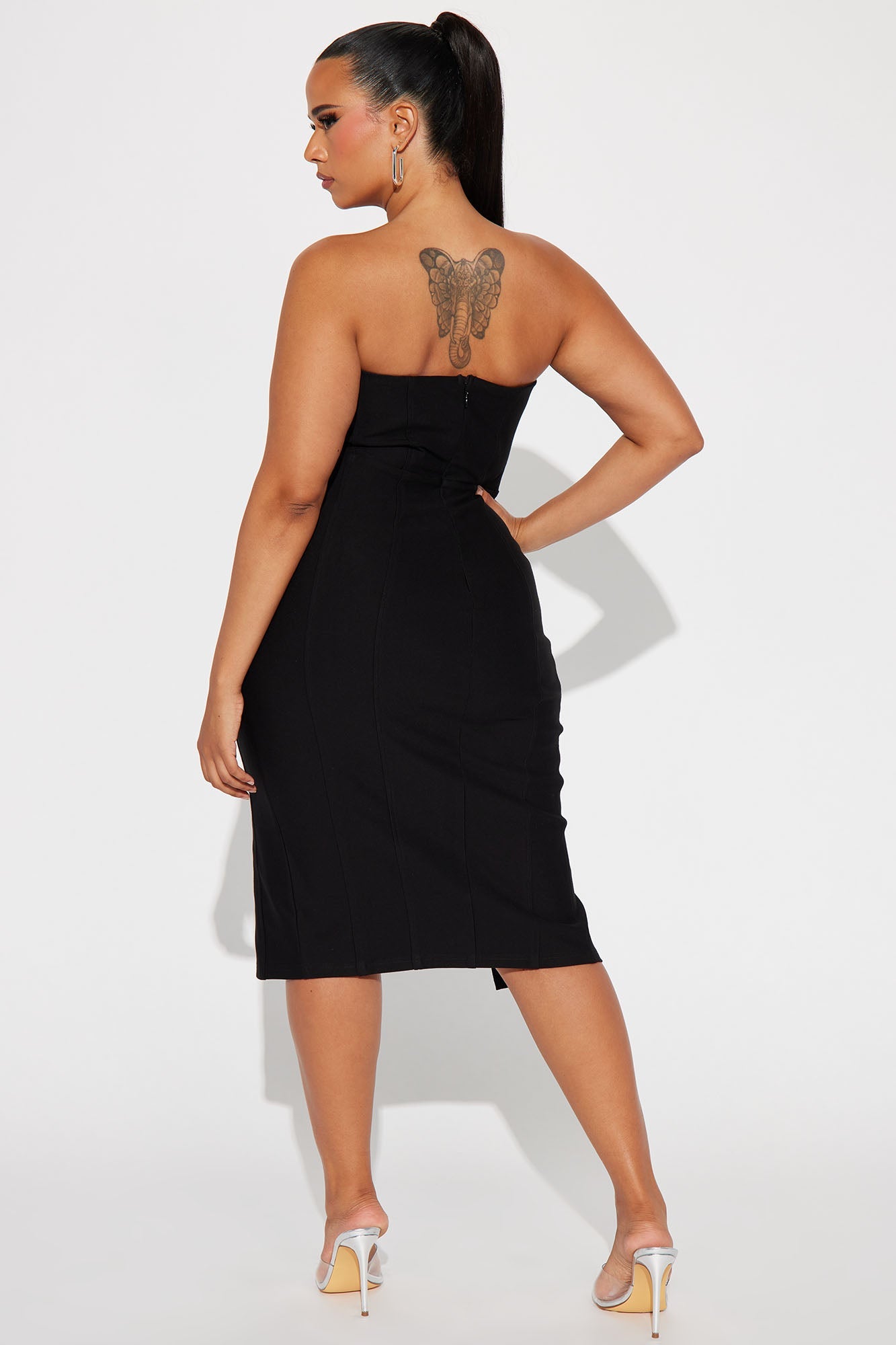 Sultry Sophistication: Islands Corset Midi Dress in Black