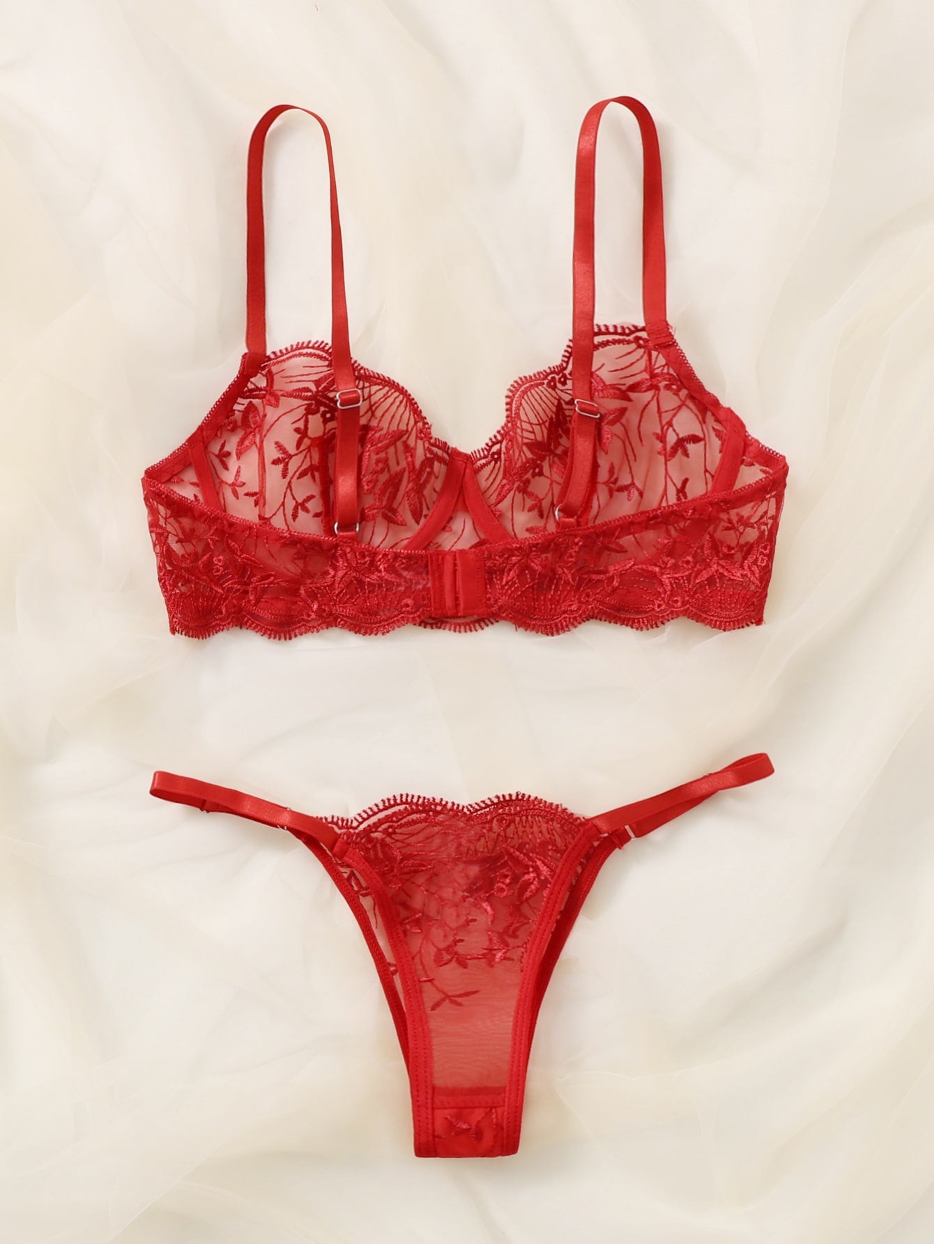 Classic Sexy Embroidered Mesh Lingerie Set