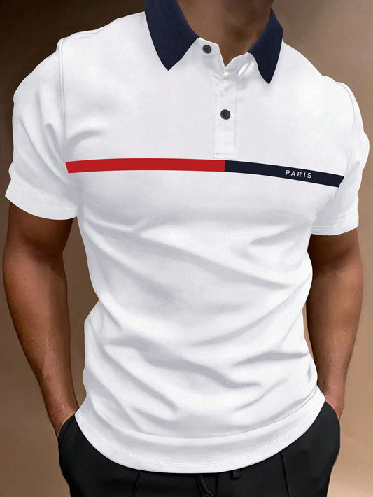 Stylish Men's Letter Polo Shirt