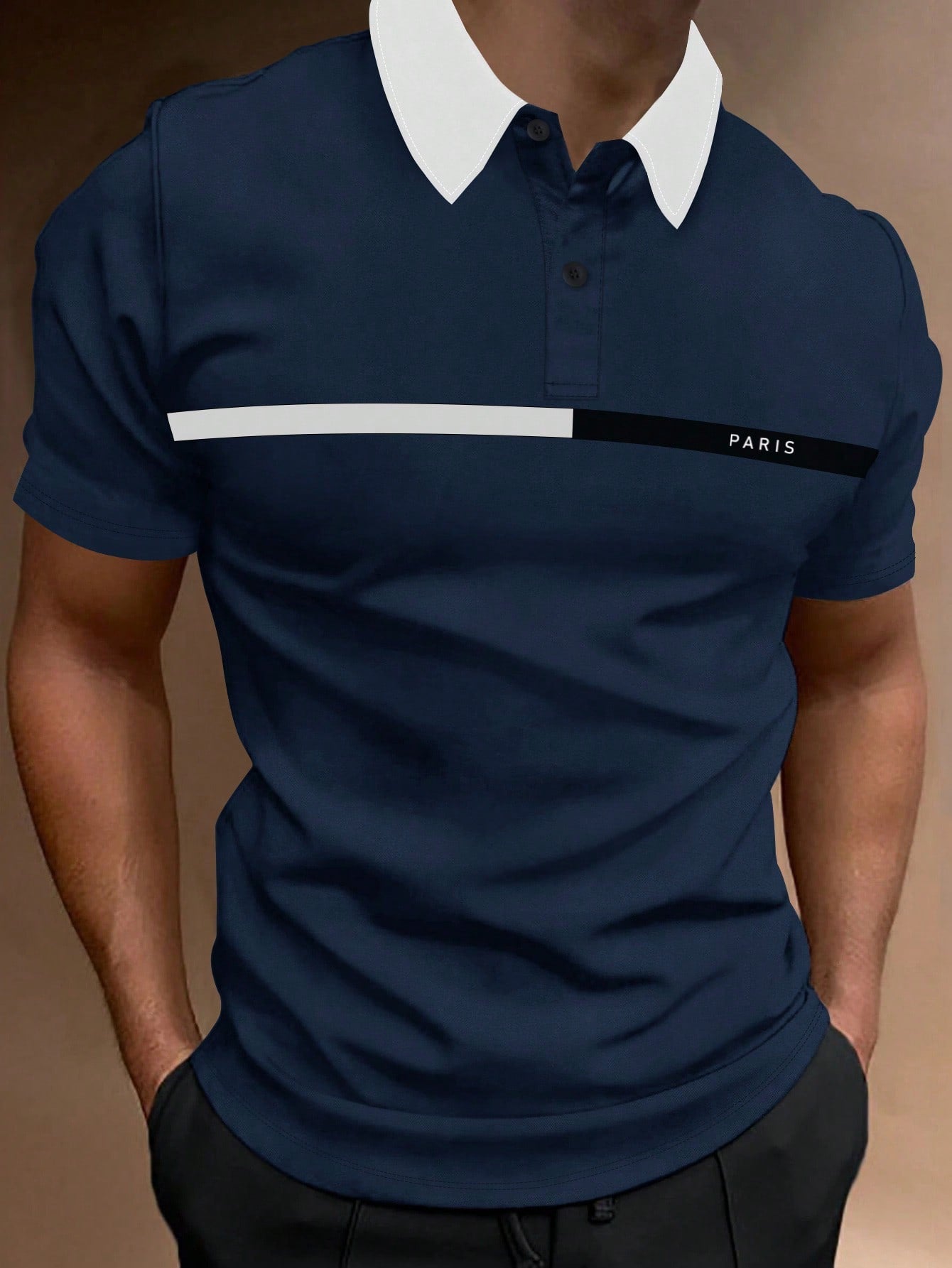 Stylish Men's Letter Polo Shirt
