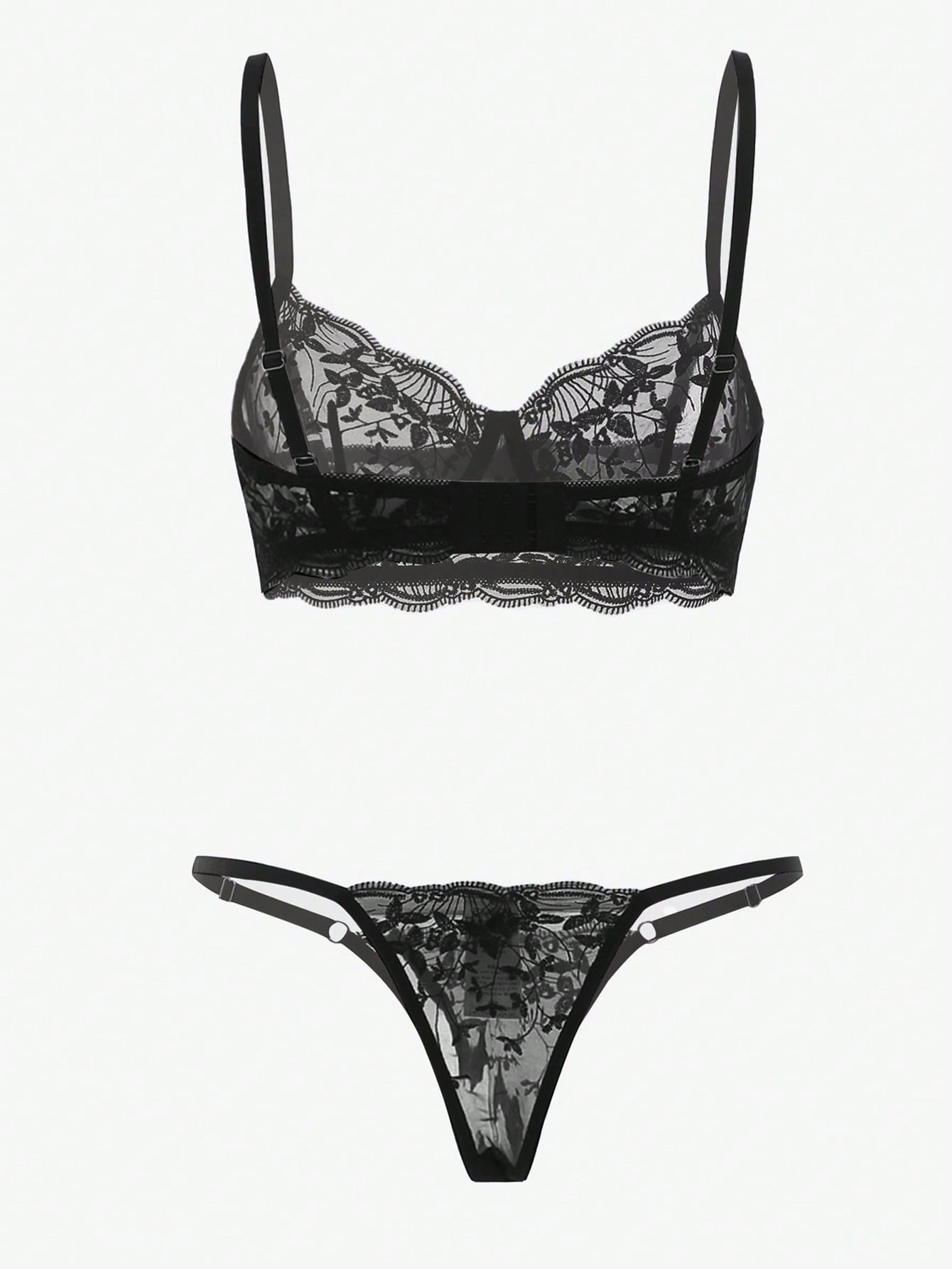 Classic Sexy Embroidered Mesh Lingerie Set