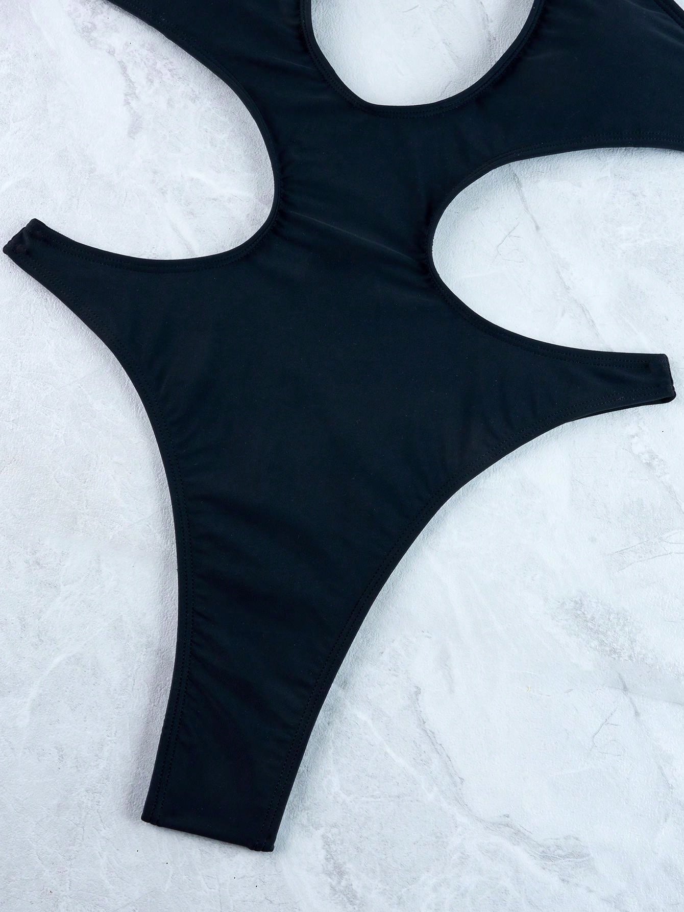 ARAKAR Hollow Cutout 1 Piece Swimsuit In Black