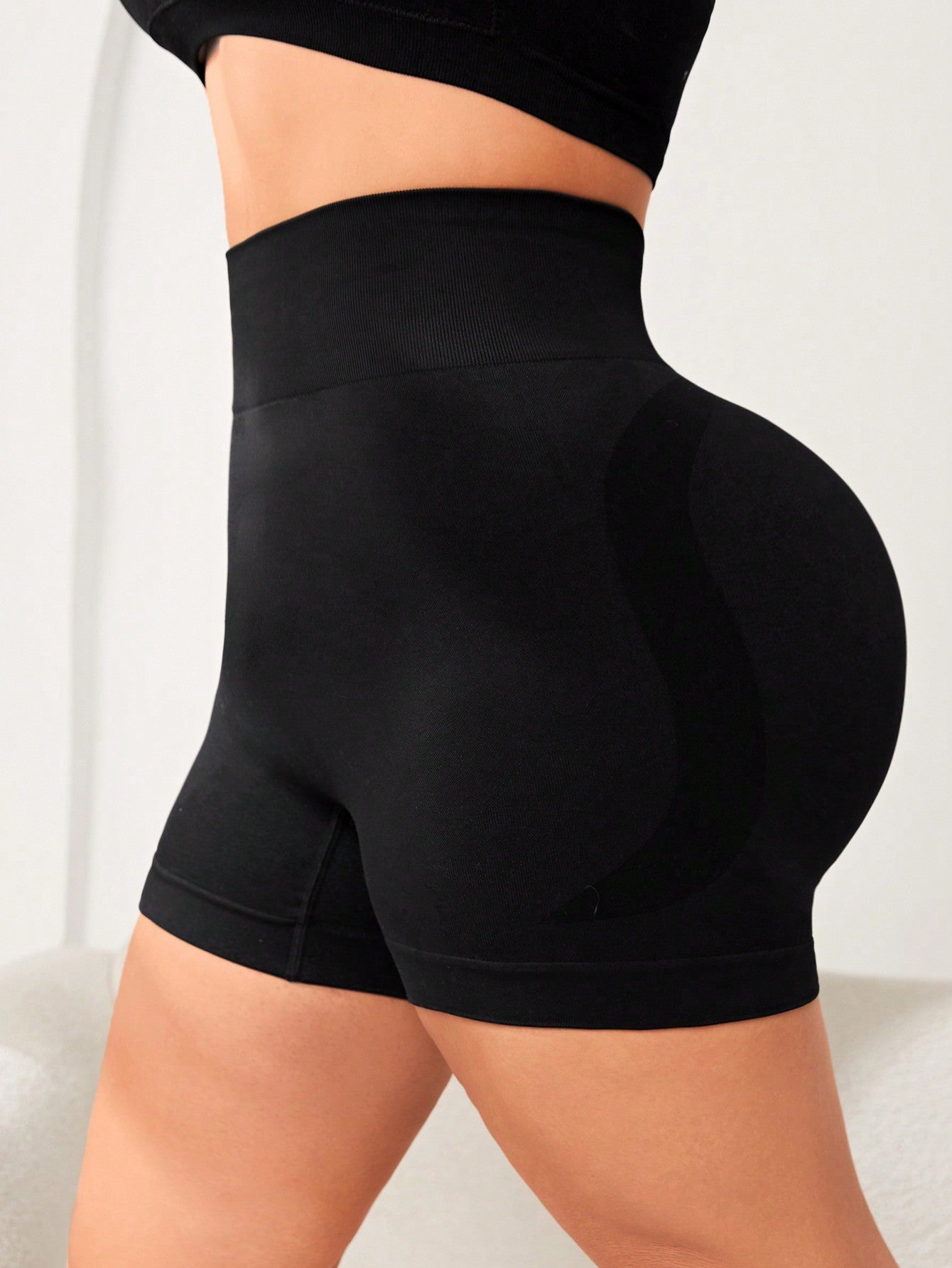 Yoga Plus Size Women's Solid Color Yoga Workout Shorts Black Biker Shorts