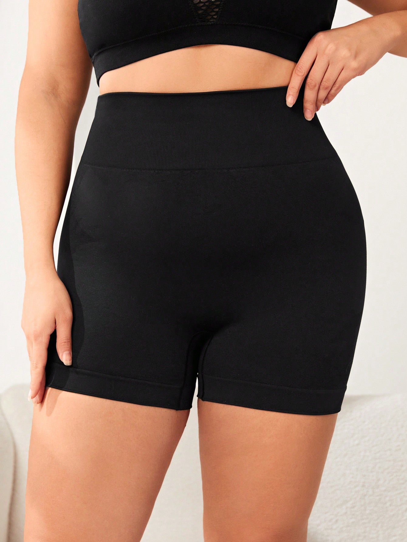 Yoga Plus Size Women's Solid Color Yoga Workout Shorts Black Biker Shorts