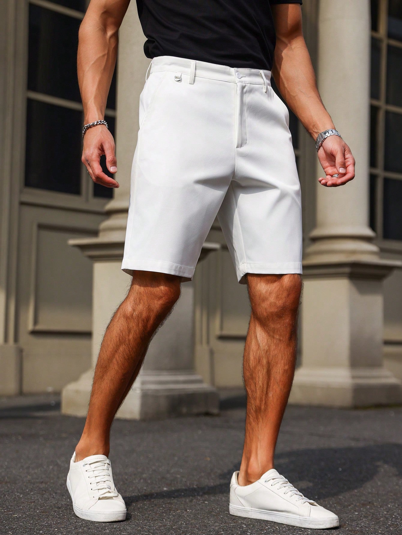 Men's White Casual Shorts