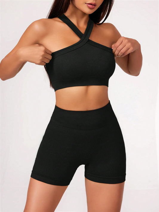 Sport Solid Color Seamless Yoga Exercise Sport Suit