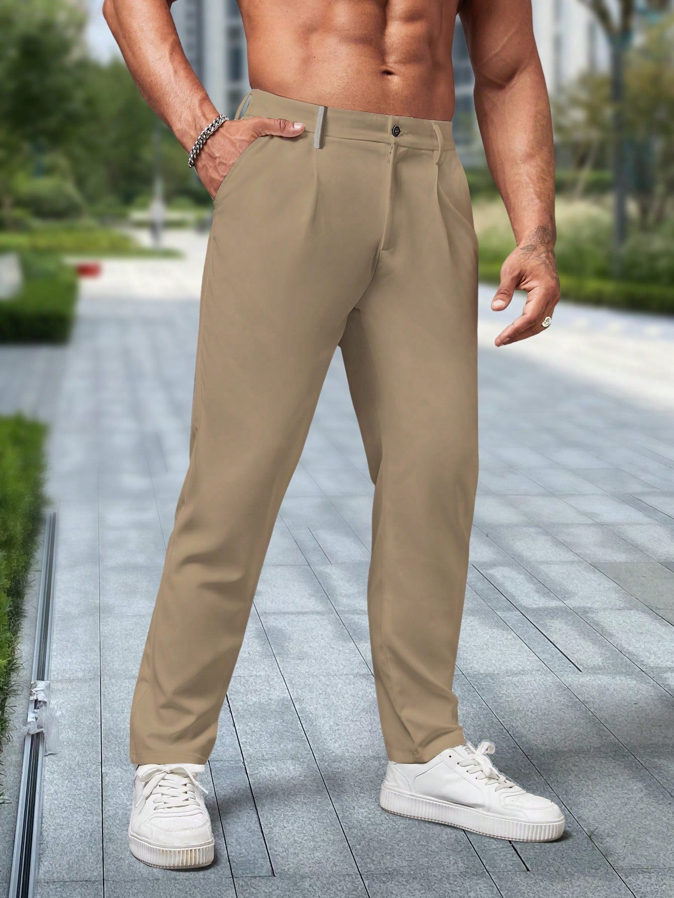 Men's Business Style Solid Color Suit Pant