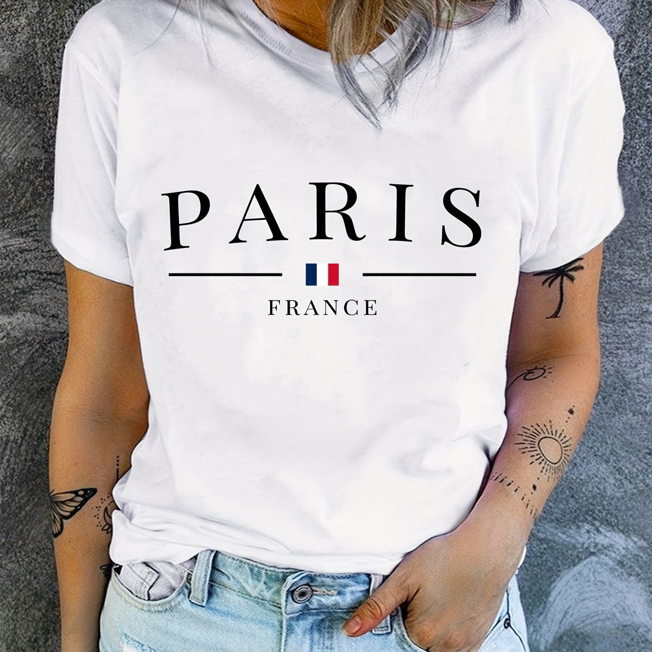 Parisian Chic: Women's Short Sleeve Crew Neck T-Shirt