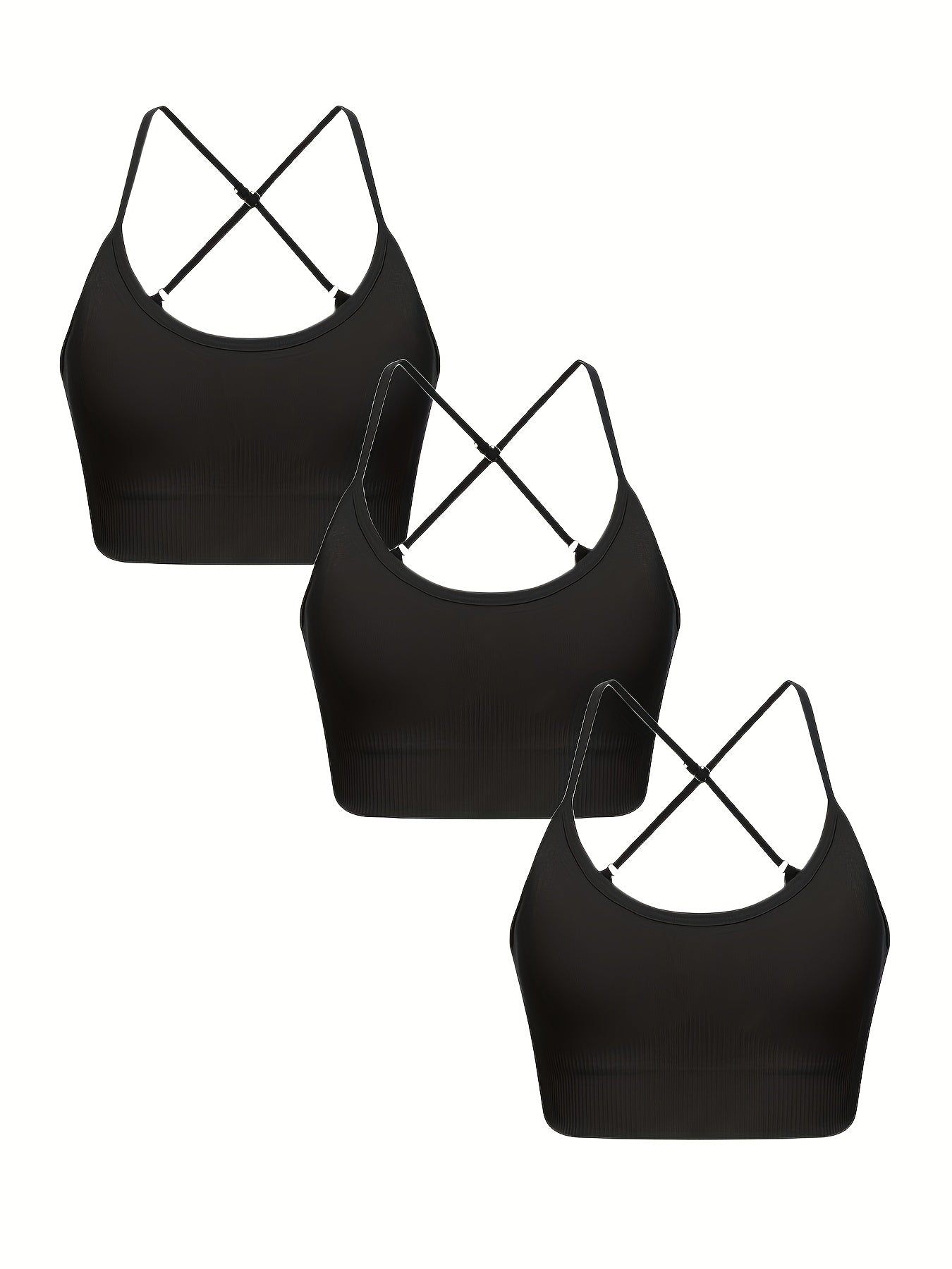 Criss Cross Sports Bra Set: Yoga Fitness Sleeveless Tank Top - 3 Pc.