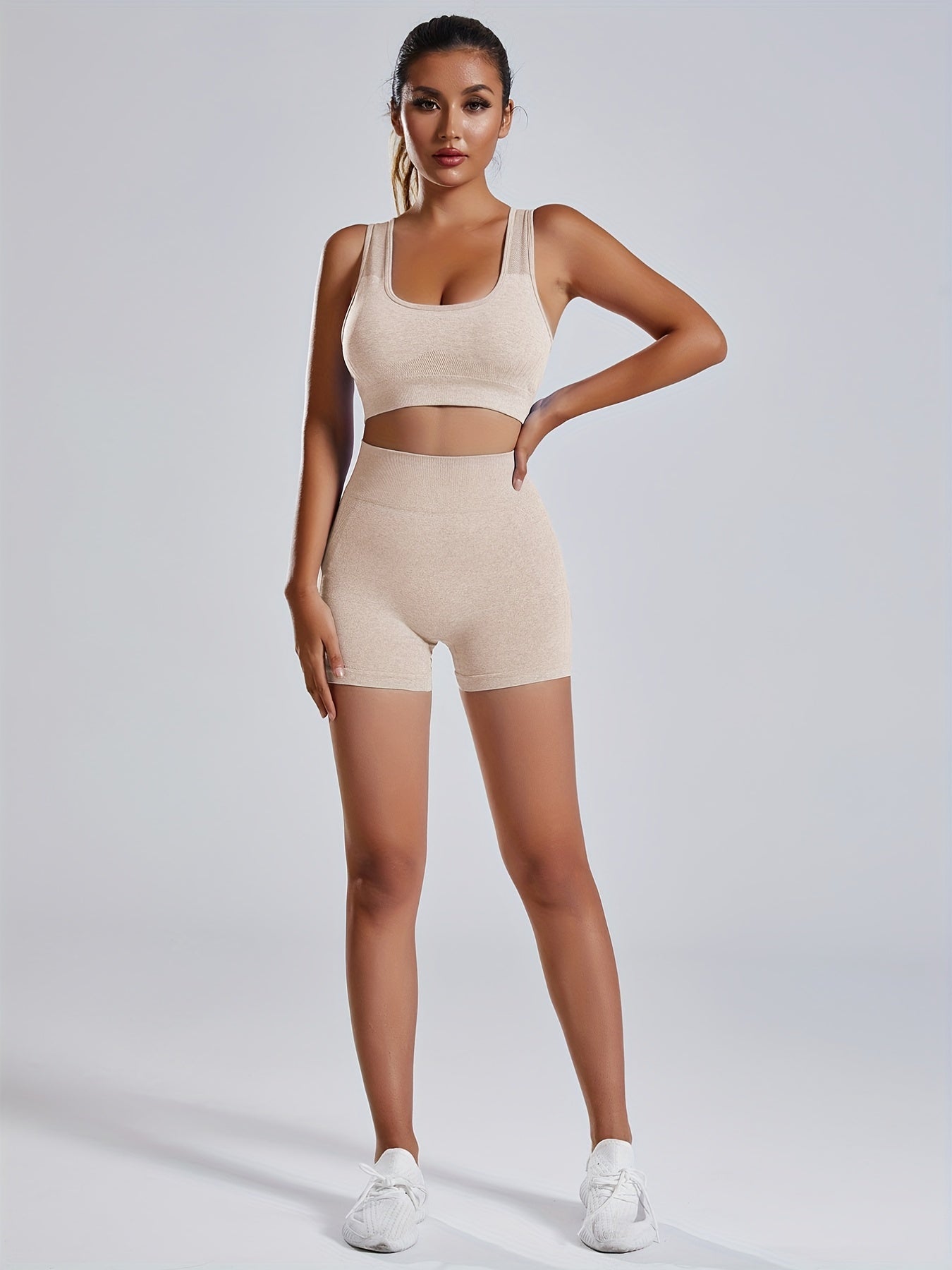 Yoga Suit Set: Backless Crop Top & Butt Lifting Shorts Activewear