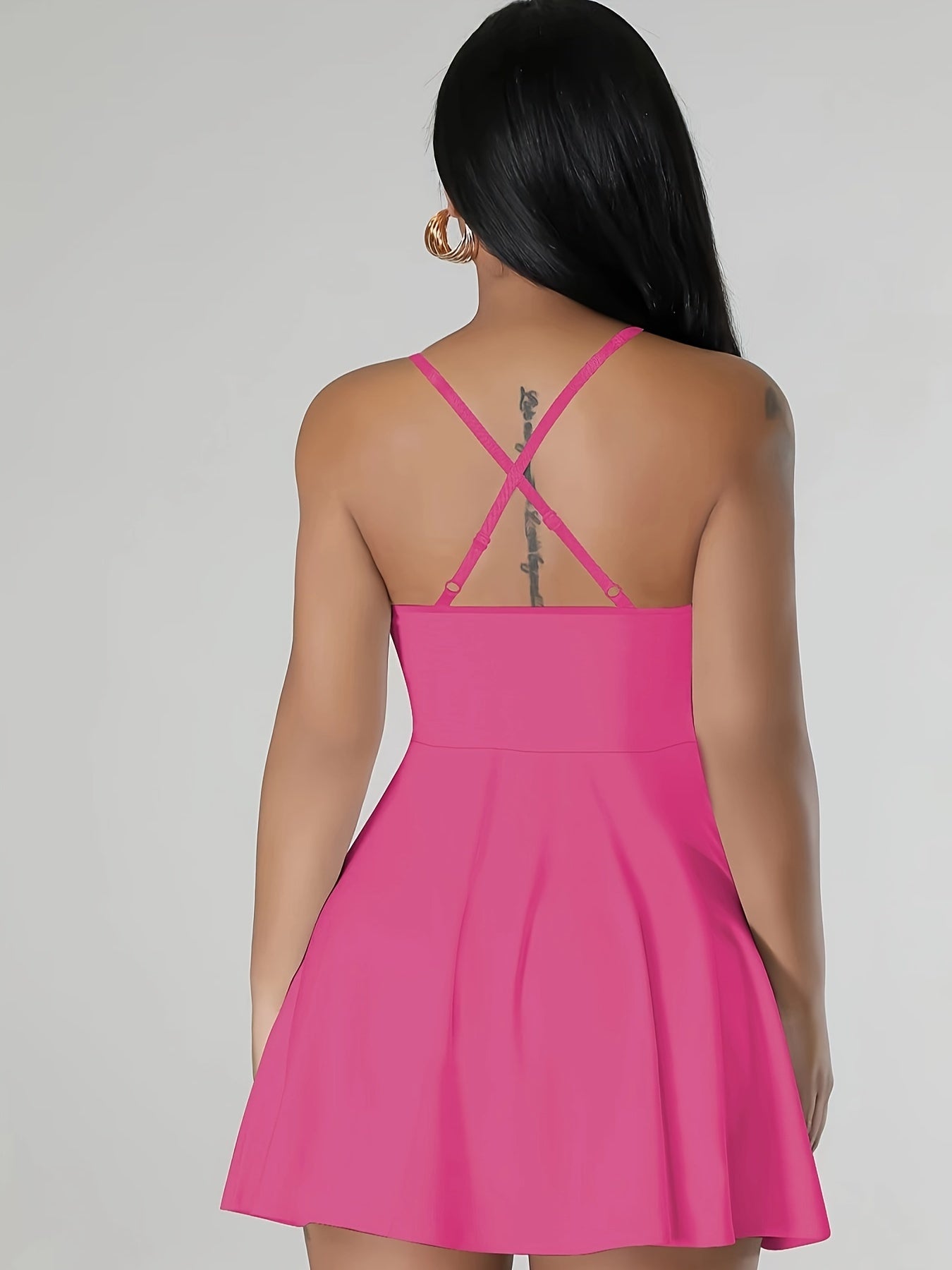 Sultry Solid Crisscross Cami Dress: Sexy Sleeveless Mini Dress