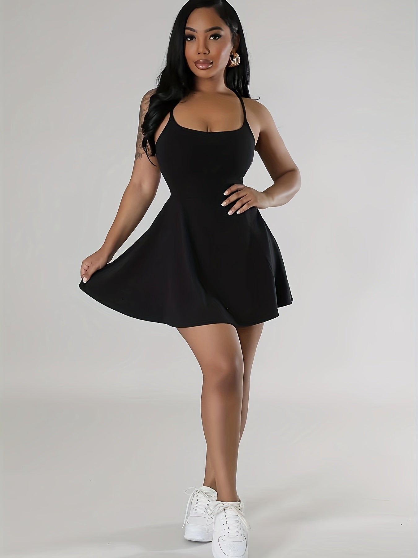 Sultry Solid Crisscross Cami Dress: Sexy Sleeveless Mini Dress