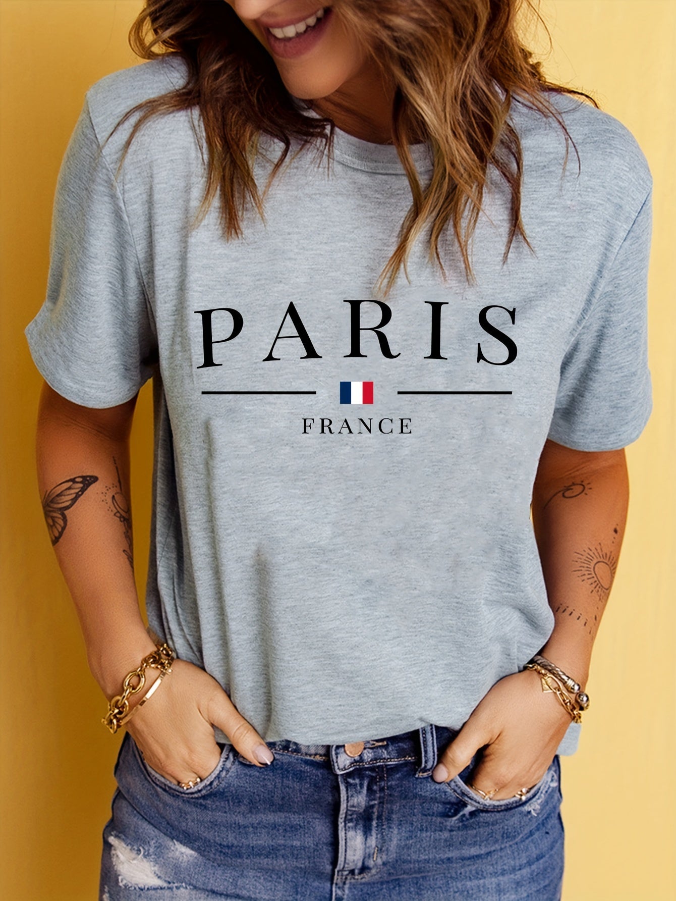 Parisian Chic: Women's Short Sleeve Crew Neck T-Shirt