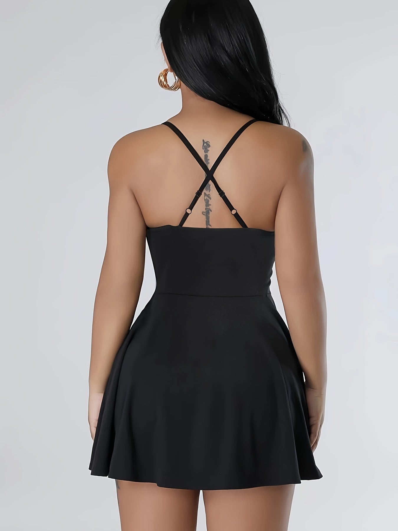 Sultry Solid Crisscross Cami Dress: Sexy Sleeveless Mini Dress