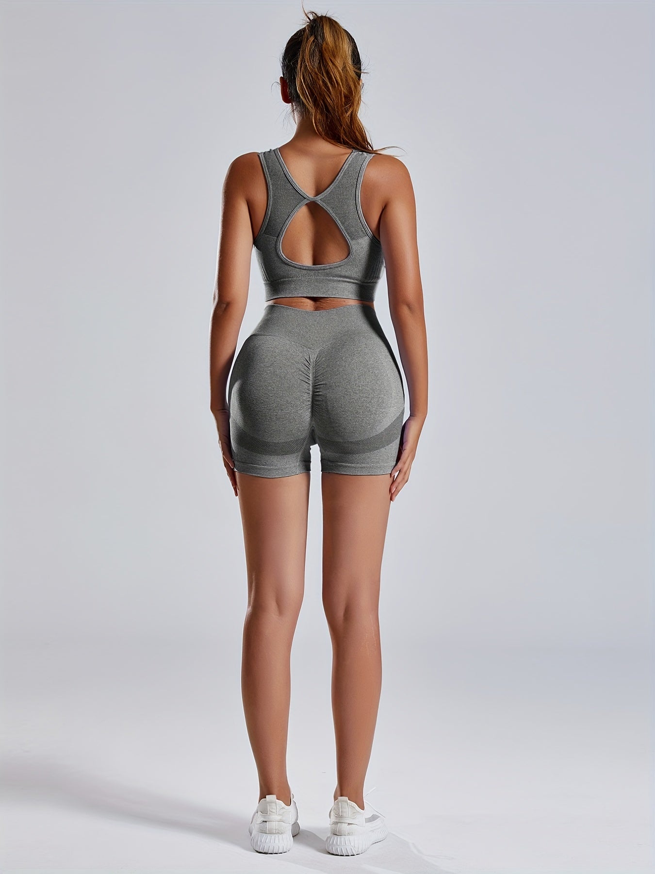 Yoga Suit Set: Backless Crop Top & Butt Lifting Shorts Activewear