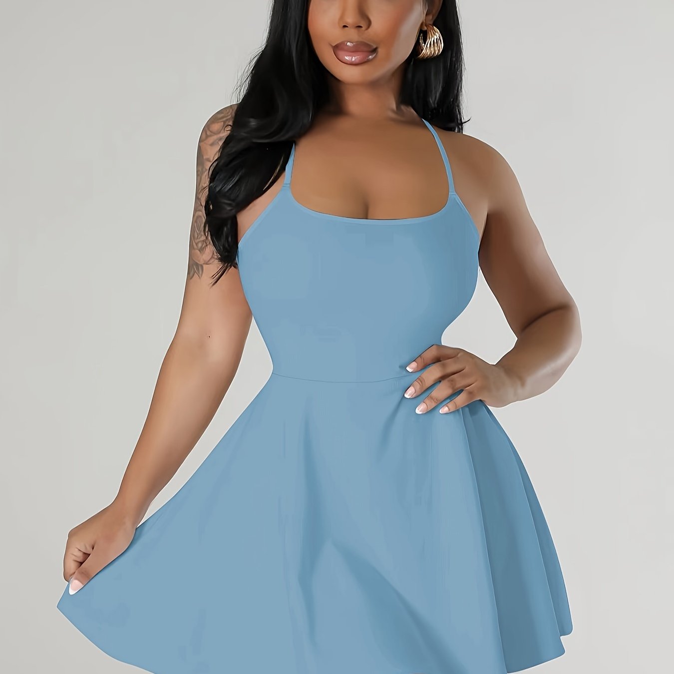 Sultry Solid Crisscross Cami Dress: Sexy Sleeveless Mini Dress