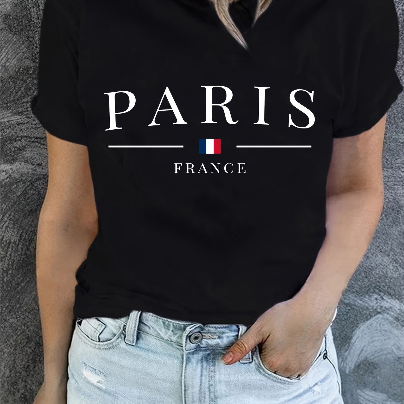 Parisian Chic: Women's Short Sleeve Crew Neck T-Shirt