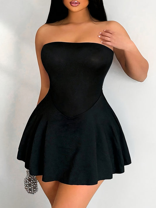 Summer Chic: Solid Color Backless Bandeau Mini Tube Dress