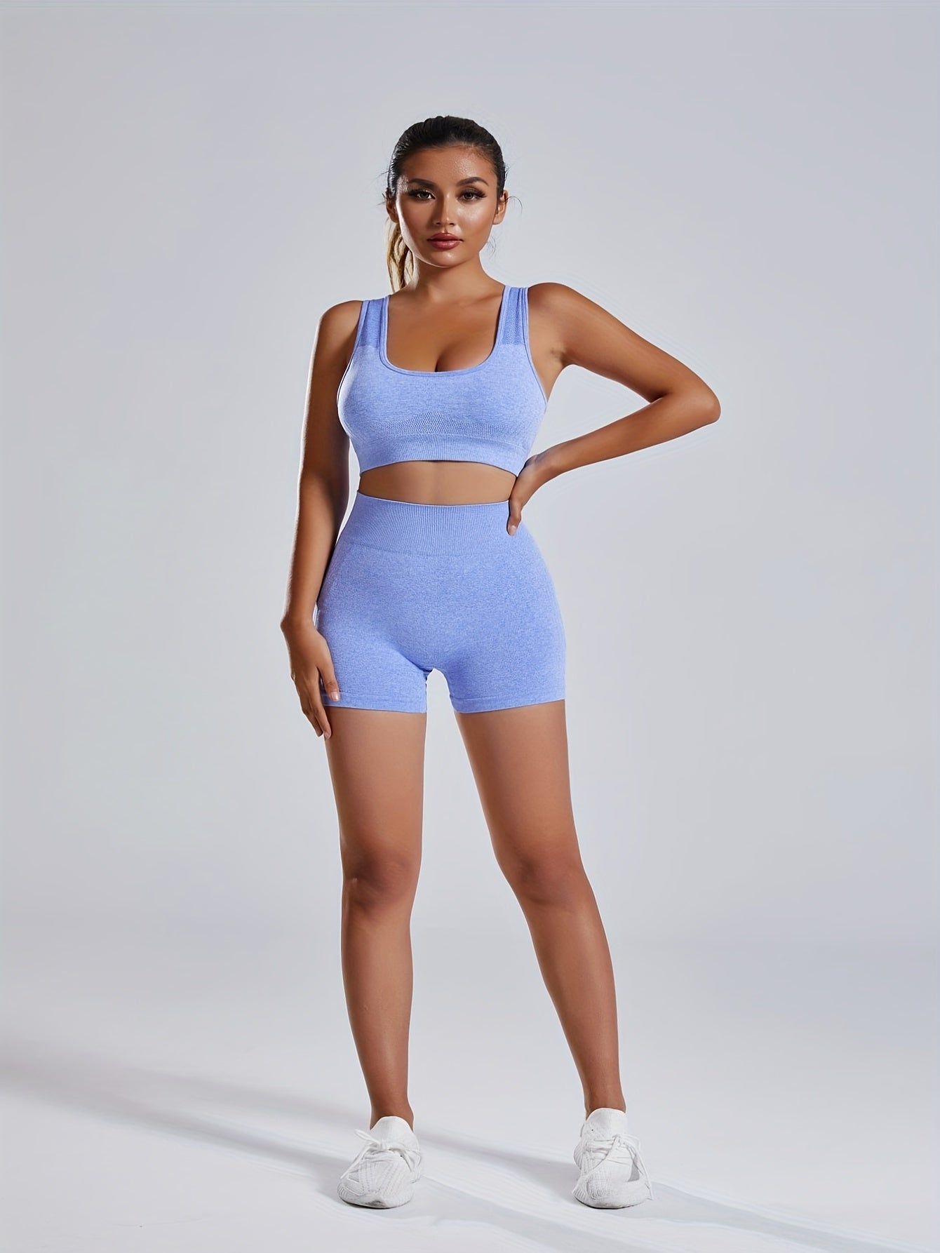 Yoga Suit Set: Backless Crop Top & Butt Lifting Shorts Activewear