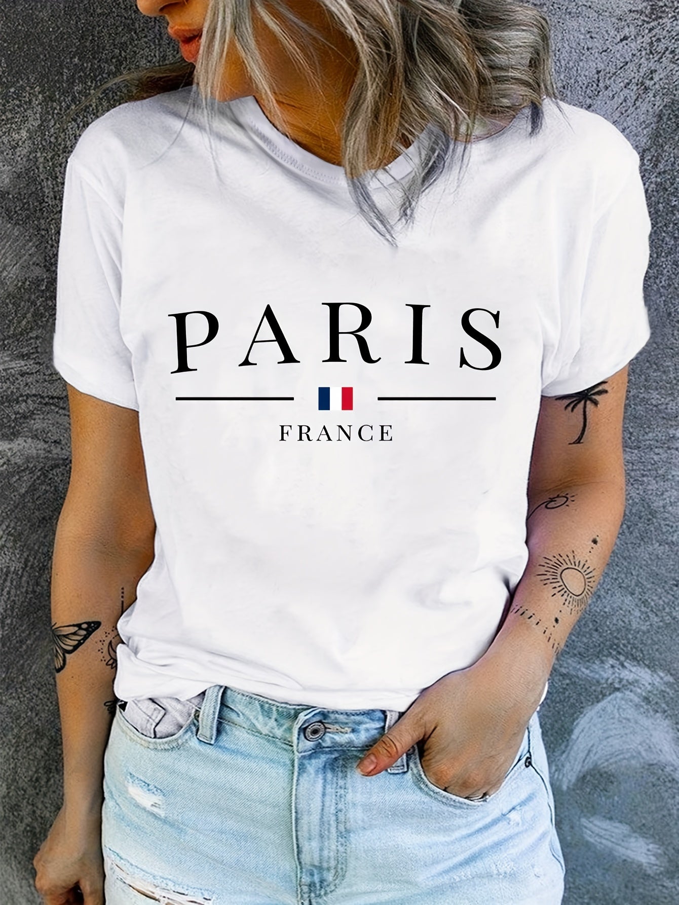 Parisian Chic: Women's Short Sleeve Crew Neck T-Shirt