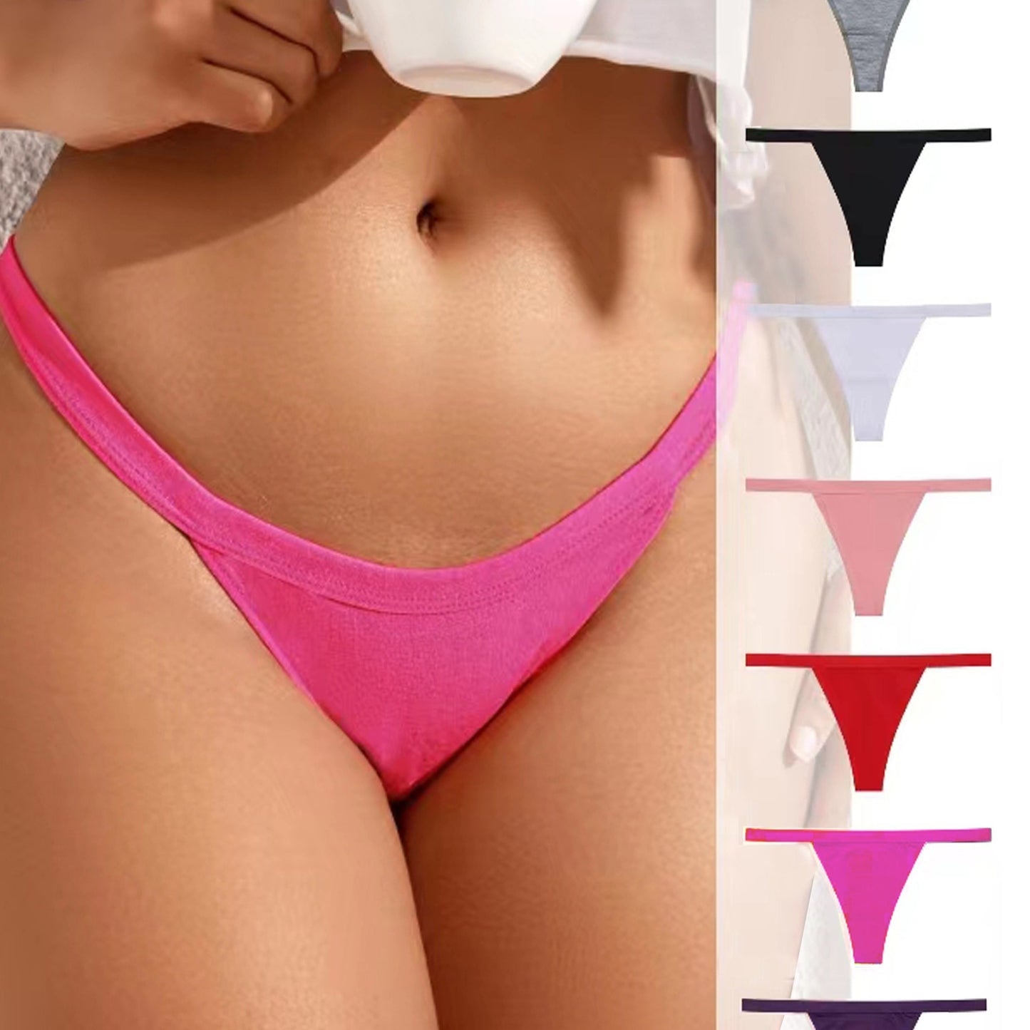 7 Pc. Simple Solid Thongs: Soft, Comfy, and Stretchy Panties