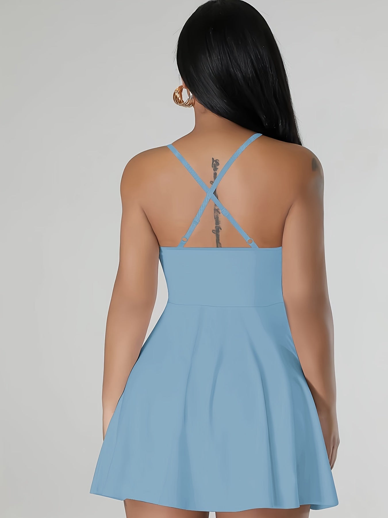 Sultry Solid Crisscross Cami Dress: Sexy Sleeveless Mini Dress