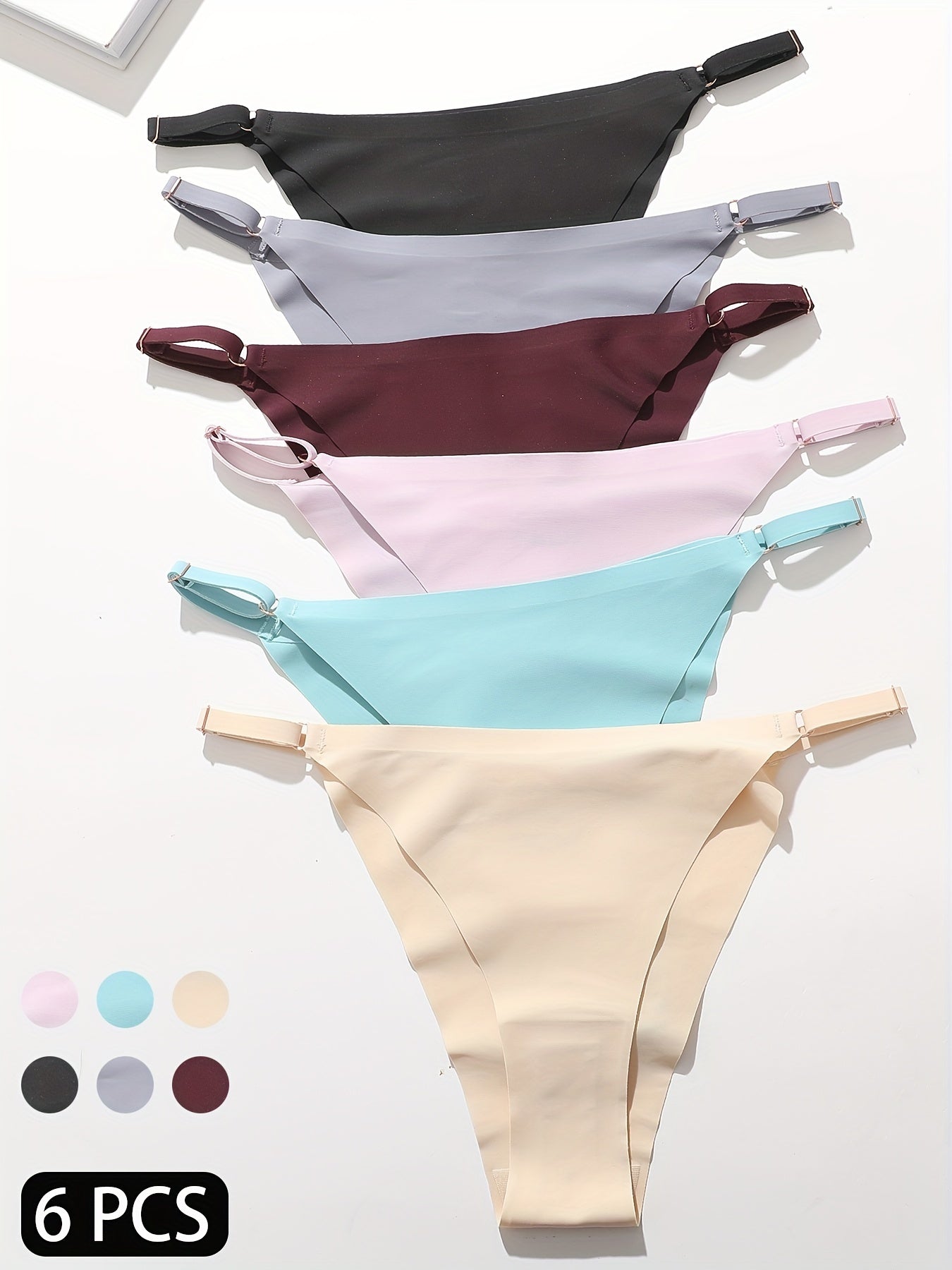 Soft and Seamless Thongs: 6 Pc. Lingerie