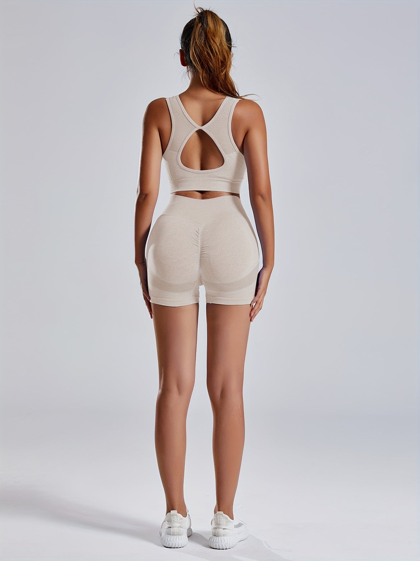 Yoga Suit Set: Backless Crop Top & Butt Lifting Shorts Activewear