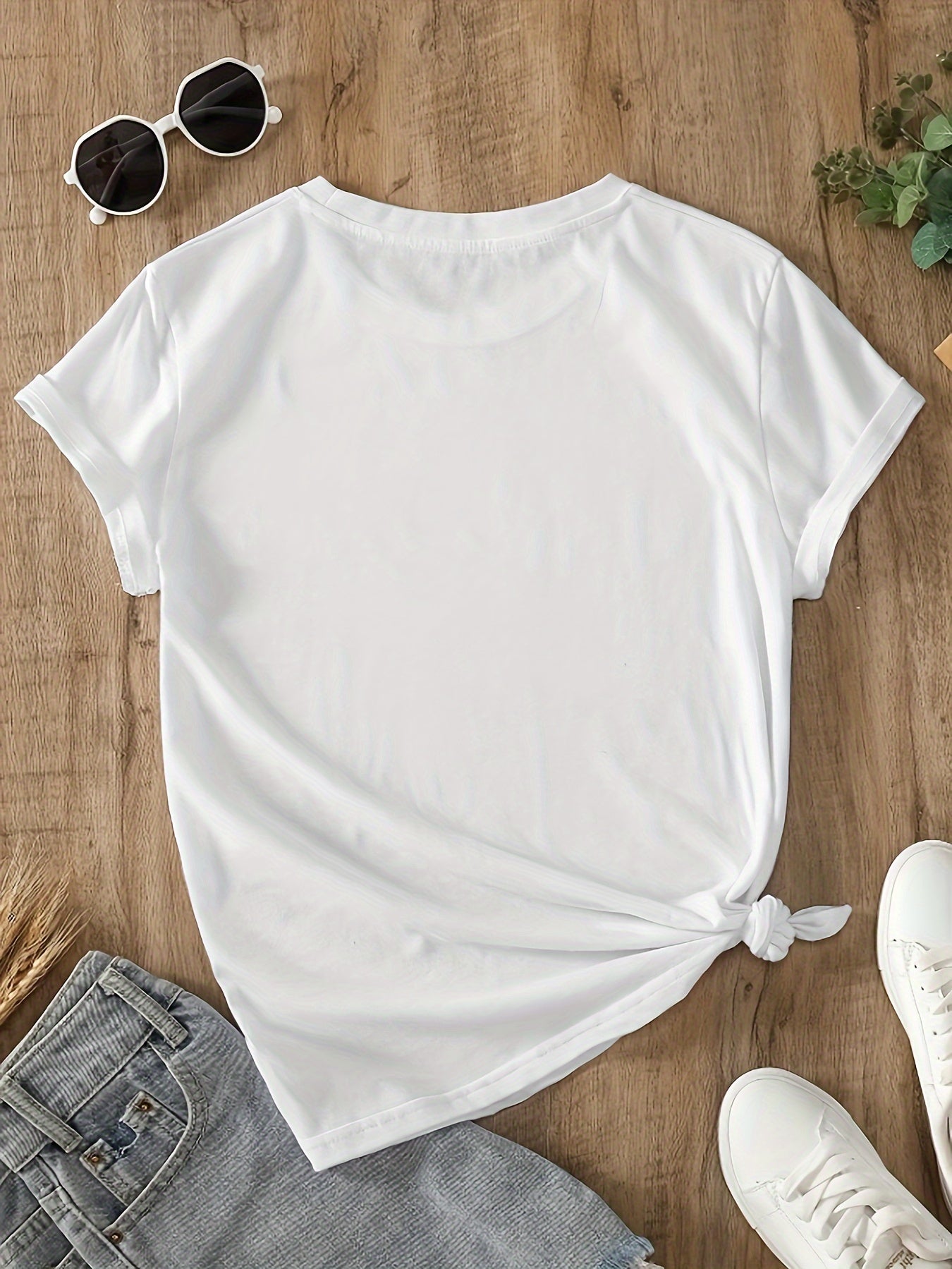 Spring/Summer Must-Have: Letter Print Crew Neck T-Shirt for Women